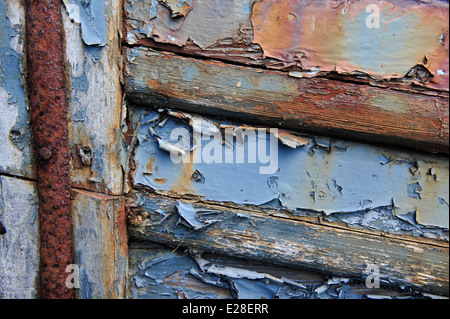 Detail der alten blauen Fischerboot hautnah. Stockfoto