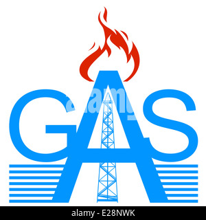 Symbol-Gas-Industrie. Abbildung auf weißem Hintergrund. Stockfoto
