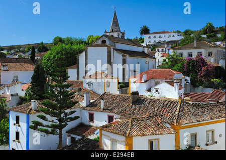Stadt innerhalb der Burgmauern, Obidos, Portugal Stockfoto