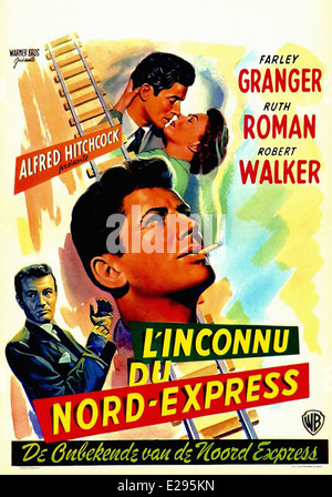 Der Fremde im Zug - L'inconnu du Nord-Express französische Filmplakat - Regisseur: Alfred Hitchcock - 1951 - Warner Bros Stockfoto