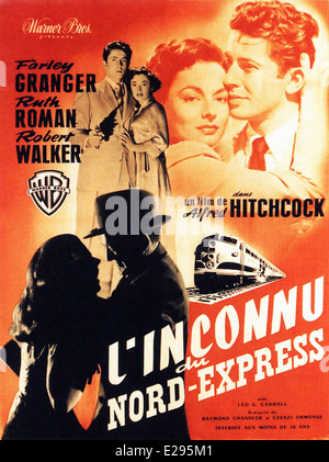 Der Fremde im Zug - L'inconnu du Nord-Express französische Filmplakat - Regisseur: Alfred Hitchcock - 1951 - Warner Bros Stockfoto