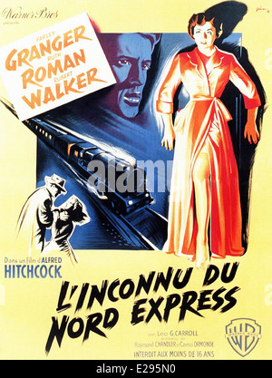 Der Fremde im Zug - L'inconnu du Nord-Express französische Filmplakat - Regisseur: Alfred Hitchcock - 1951 - Warner Bros Stockfoto