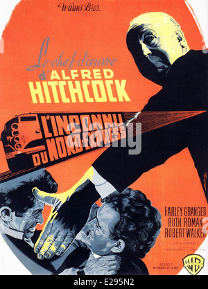 Der Fremde im Zug - L'inconnu du Nord-Express französische Filmplakat - Regisseur: Alfred Hitchcock - 1951 - Warner Bros Stockfoto