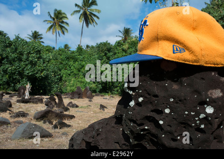 Aitutaki. Cook Island. Polynesien. Süd-Pazifik. Aitutaki heiliger Ort. Frühe polynesische Besiedlung. Traditionelle Oral hist Stockfoto