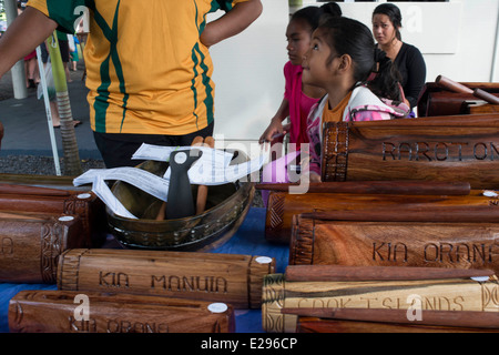 Rarotonga-Insel. Cook Island. Polynesien. Punanga Nui vermarktet.  Cook Island Markttag ist jeden Samstag in der Punanga Nui Stockfoto