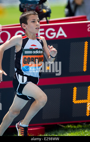 Johan Gorevic (USA) lief ein Sechstklässler aus Roggen, NY die schnellste Meile von einem 10 Jahre alt während des Adidas Grand Prix Stockfoto