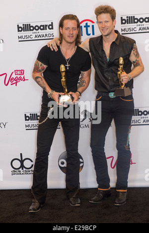 Florida Georgia Line Mitglieder Tyler Hubbard und Brian Kelley besuchen im Jahr 2014 Billboard Music Awards Press room Stockfoto