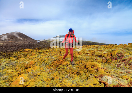 Wandern über die Spitze des Ätna Stockfoto