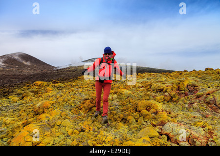 Wandern über die Spitze des Ätna Stockfoto