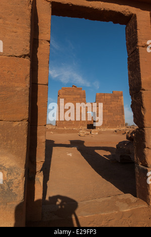 Apademak-Tempel (Löwentor) sichtbare Form Hathor-Kapelle (Roman Kiosk), Naga, Nord-Sudan Stockfoto