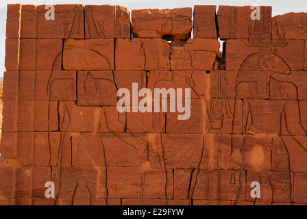 Reliefs am Apademak Tempel, Naqa, Nord-Sudan Stockfoto