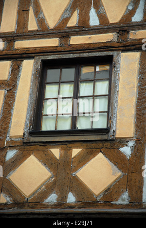 Hautnah am markanten Mustern von Fachwerkhäusern, Elsass, Frankreich Stockfoto