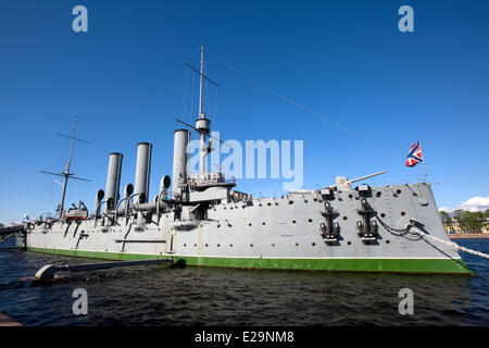 Russland, Sankt Petersburg, Weltkulturerbe von UNESCO, Russie, Sankt-Petersburg, Kreuzer Aurora, Museumsschiff Stockfoto