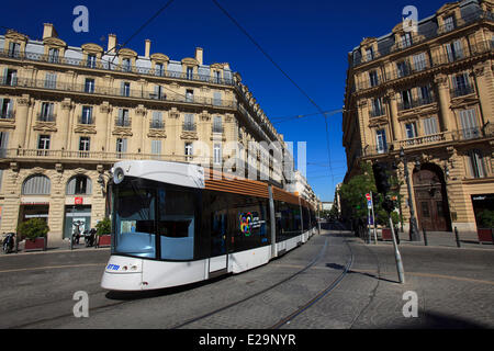 Frankreich, Marseille, Bouches-du-Rhône, Kulturhauptstadt Europas 2013, Place Sadi Carnot, Republic Street, Straßenbahn Stockfoto