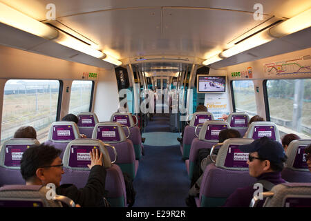 China, Hong-Kong, The Airport Express Zug nimmt Passagiere auf zentrale in nur 24 Minuten. Stockfoto