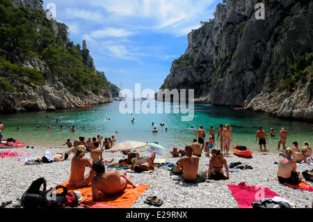 Frankreich, Bouches-du-Rhône, Cassis, En Vau Creek (Calanque) Stockfoto