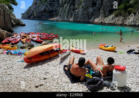 Frankreich, Bouches-du-Rhône, Cassis, En Vau Creek (Calanque) Stockfoto