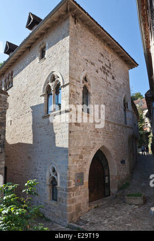 Frankreich, Menge, Saint-Cirq Lapopie, beschriftete Les Plus Beaux Dörfer de France (die schönsten Dörfer Frankreichs), Daura 14. Stockfoto