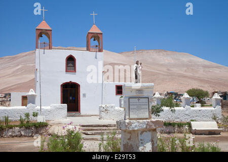 Chile, Arica Region Atacama-Wüste, Poconchile Dorf, Kirche San Jeronimo Stockfoto