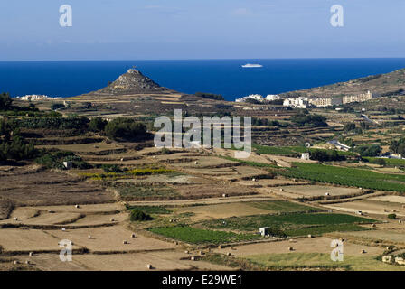 Malta, Insel Gozo, Victoria (Rabat), Blick auf Meer von den Burgmauern Stockfoto