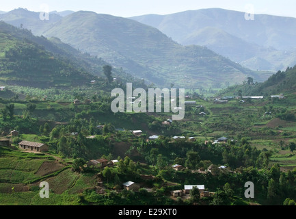 Luftbild in den Virunga-Bergen in Uganda (Afrika) Stockfoto