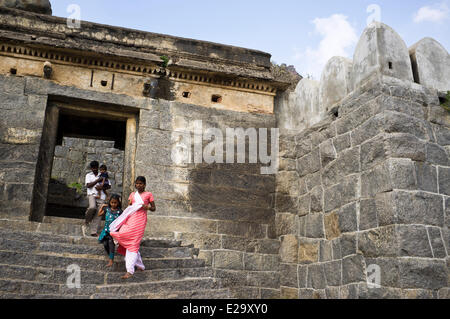 Indien, Tamil Nadu State Gingee, die Überreste des Forts gebaut im 16. Jahrhundert durch die Vijiyanagar mit Blick auf die Stockfoto