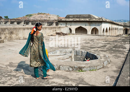 Indien, Tamil Nadu State Gingee, die Überreste des Forts gebaut im 16. Jahrhundert durch die Vijiyanagar mit Blick auf die Stockfoto