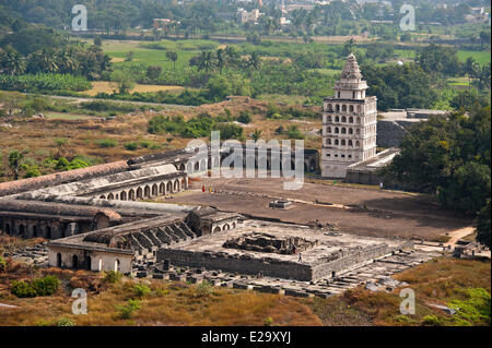 Indien, Tamil Nadu Zustand, Gingee, die Überreste des Forts gebaut im 16. Jahrhundert durch die Vijiyanagar mit Blick auf die Landschaft Stockfoto