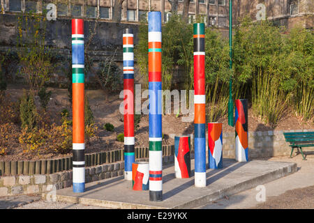 Skulpturen Sie Frankreich, Paris, Quai Saint-Bernard, der Garten Tino Rossi, unter freiem Himmel Stockfoto