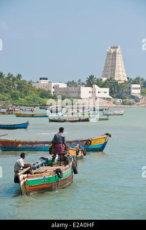 Indien, Tamil Nadu state, Rameswaram gehört zu den heiligen Städten von Indien und ein wichtiger Wallfahrtsort für beide Shaivites und Stockfoto