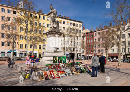 Frankreich, Rhone, Lyon, historische Stätte Weltkulturerbe von UNESCO, La Croix Rousse Bezirk, Place De La Croix-Rousse, Stockfoto