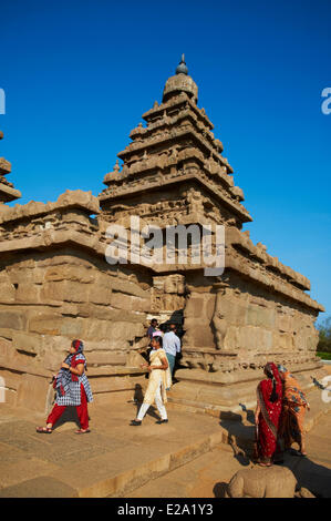 Indien, Tamil Nadu Zustand, Weltkulturerbe von Mahabalipuram (Mamallapuram), Weltkulturerbe der UNESCO, The Shore Tempel Stockfoto