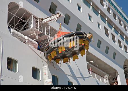 Evakuierung Bohrer auf P & O Cruises Schiff Aurora in Olden Norwegen Stockfoto