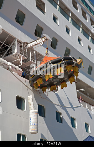 Evakuierung Bohrer auf P & O Cruises Schiff Aurora in Olden Norwegen Stockfoto