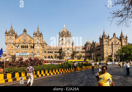 Indien, Maharashtra state, Mumbai Chhatrapati Shivaji Bahnhof (Victoria Terminus), von der UNESCO als Weltkulturerbe Stockfoto