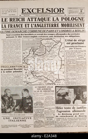 Frankreich, Ardennen, Carignan, Soberka Familie persönliche Archive, Hauptabdeckung der Paris Zeitung Excelsior im September Stockfoto