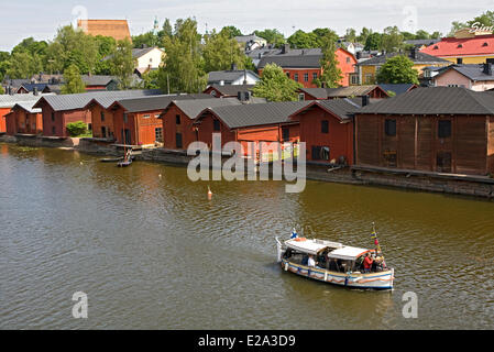 Finnland, Uusimaa, Porvoo (Borga), Holzhäuser am Ufer Porvoo Stockfoto