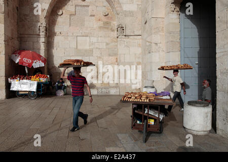 Israel, Jerusalem, heilige Stadt, Altstadt als Weltkulturerbe der UNESCO, Jaffator Zugang zur alten Stadt in türkischer Sprache Wände aufgeführt Stockfoto