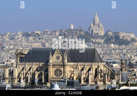 Frankreich, Paris, Saint-Eustache Kirche und Sacre C£ Ihre Montmartre Basilika im Hintergrund Stockfoto