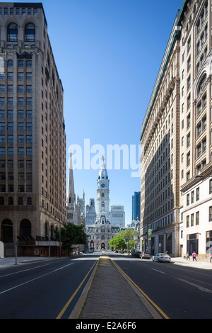 Philadelphia City Hall aus North Broad Street, Pennsylvania, USA Stockfoto