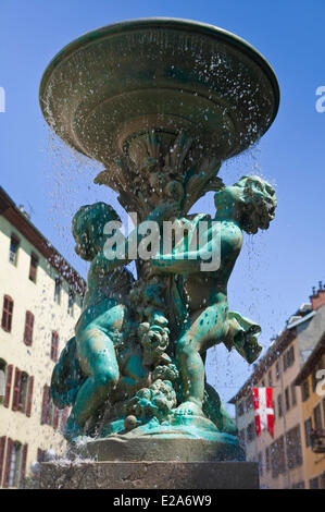 Frankreich, Savoyen, Chambery, der Altstadt, die Engel auf den Brunnen auf der Place Saint-Léger Stockfoto