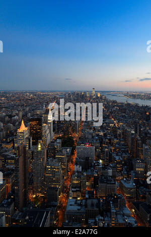 Vereinigte Staaten, New York, Manhattan, Blick vom Empire State Building in südlichen Manhattan und das One World Trade Center Stockfoto