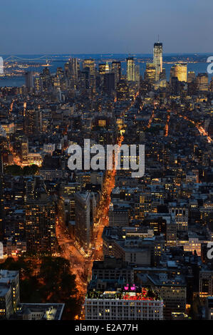 Vereinigte Staaten, New York, Manhattan, Blick vom Empire State Building in südlichen Manhattan und das One World Trade Center Stockfoto