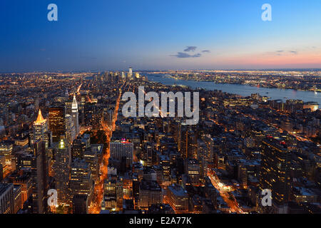 Vereinigte Staaten, New York, Manhattan, Blick vom Empire State Building in südlichen Manhattan und das One World Trade Center Stockfoto