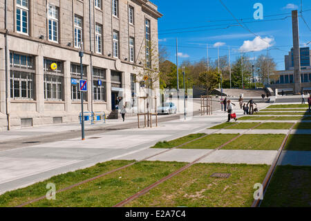 Frankreich, Finistere, Brest, der Siam-Straße, die Gleise der Straßenbahn Stockfoto