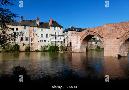 Frankreich, Aveyron, Lot-Tal, Espalion, stoppen auf der Route von Compostela, Weltkulturerbe der UNESCO, Pont Vieux (alt Stockfoto