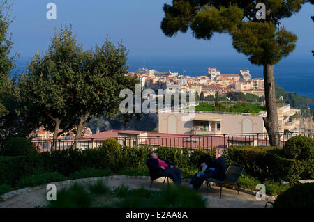 Fürstentum Monaco, Monaco, Garten des Nouveau Musée National de Monaco (NMNM) Villa Paloma und der Fels in der Stockfoto