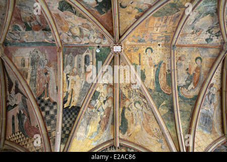 Frankreich, Morbihan, Kernascleden, Kirche Notre-Dame, Gemälde von den Gewölben, die Szenen aus dem Leben Christi und der Stockfoto