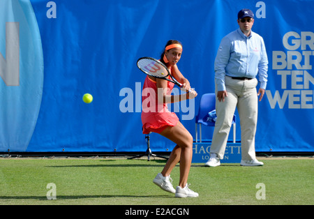 Madison Keys (USA) spielen im Devonshire Park, Eastbourne, 2014 Stockfoto