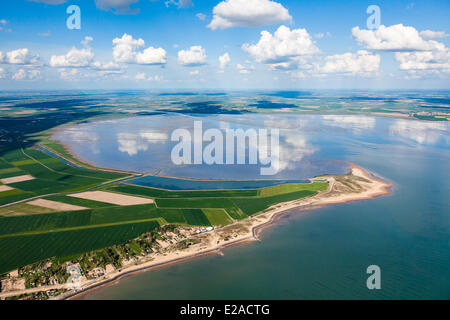 Frankreich, Vendee, L'Aiguillon Sur Mer, Pointe de Aiguillon und die Bucht von Aiguillon (Luftbild) Stockfoto